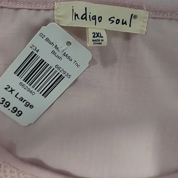 Indigo Soul Women's Lined Lace Layered Tunic 2XL Sequin Detail Long Sleeves Pink - Picture 7 of 10